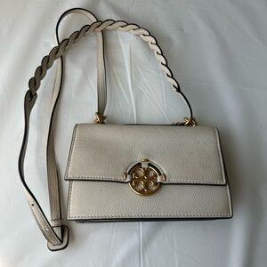 Tory Burch Cream Crossbody Bag with Gold Accents